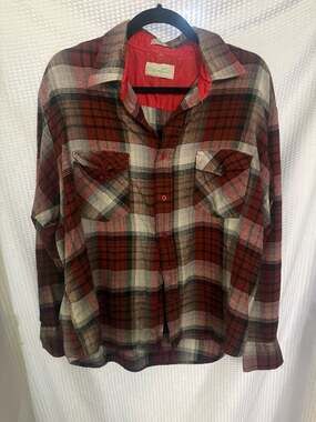 Vintage Windbreaker Red Plaid Quilted Lined Flannel Shirt Jacket